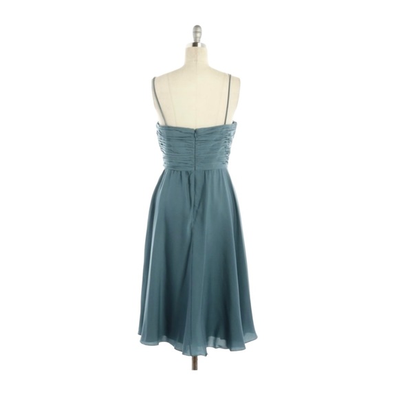 ANTHROPOLOGIE QUILLAREEE Tide size 8 Chain Strip Blue Silk Party Dress - Picture 7 of 7